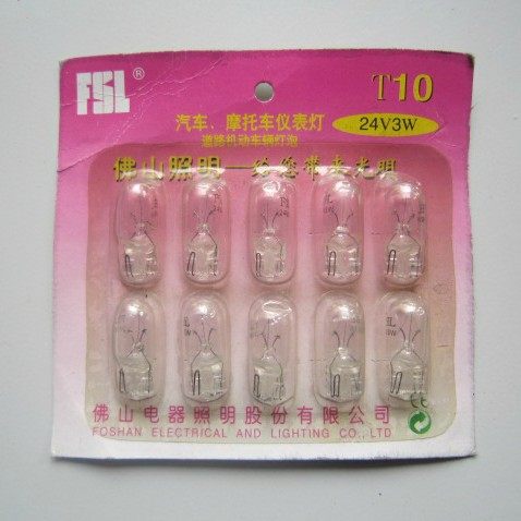 Foshan lighting FSL T10 24V 3W car motorcycle truck bus instrument display wide light indicator bulb