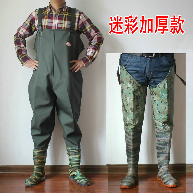 Thickened Waterproof Waders, One-Piece Fishing Pants, Wading Pants, Fishing Pants with Suspenders, Rain Pants, Wader Pants
