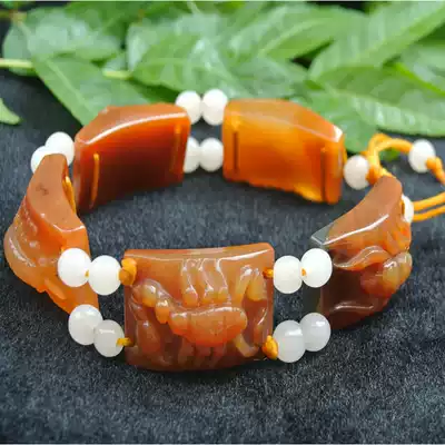 Huanglong jade hand chain Five poisons Hand chain pendant Handmade carved five poisons accessories Gift gift Genuine product