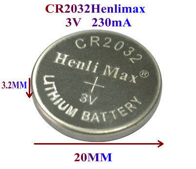 3V button battery CR2032 Henlimax 230mA can be used for up to 1200 hours