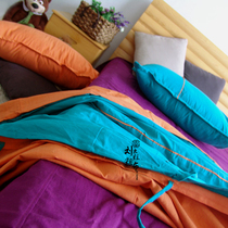  (Sister Liu coarse cloth)Purple orange and blue romantic three-color matching old coarse cloth solid color four-piece set soft and thick