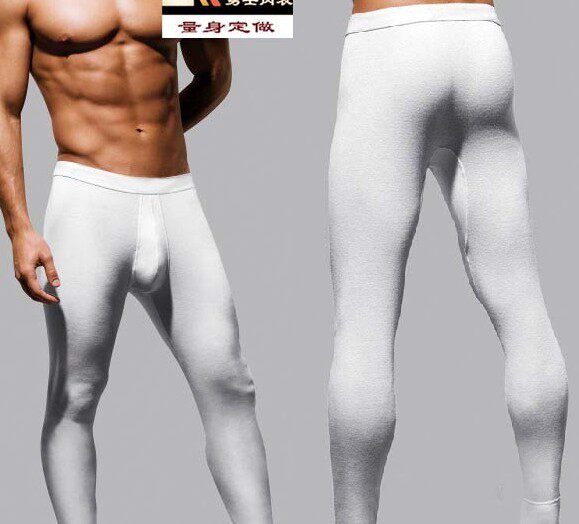 Winter New Men's Warm Trousers Sanitary Pants White Solid Tight Fit Safety Pants Inner Lap Pants Warm Pants Big Size set to do