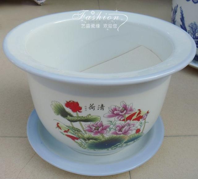 Jingdezhen Ceramic Flower Pot Flower Delivery with Tray Size Lotus Flower