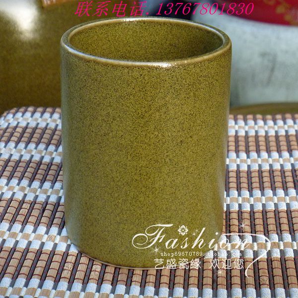 Pen holder Jingdezhen Ceramic handmade tea leaf Last glaze pen holder pen wash ceramic retro pen holder-Taobao