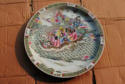 Colorful Qunxian Birthday Plate in Kangxi, Qing Dynasty