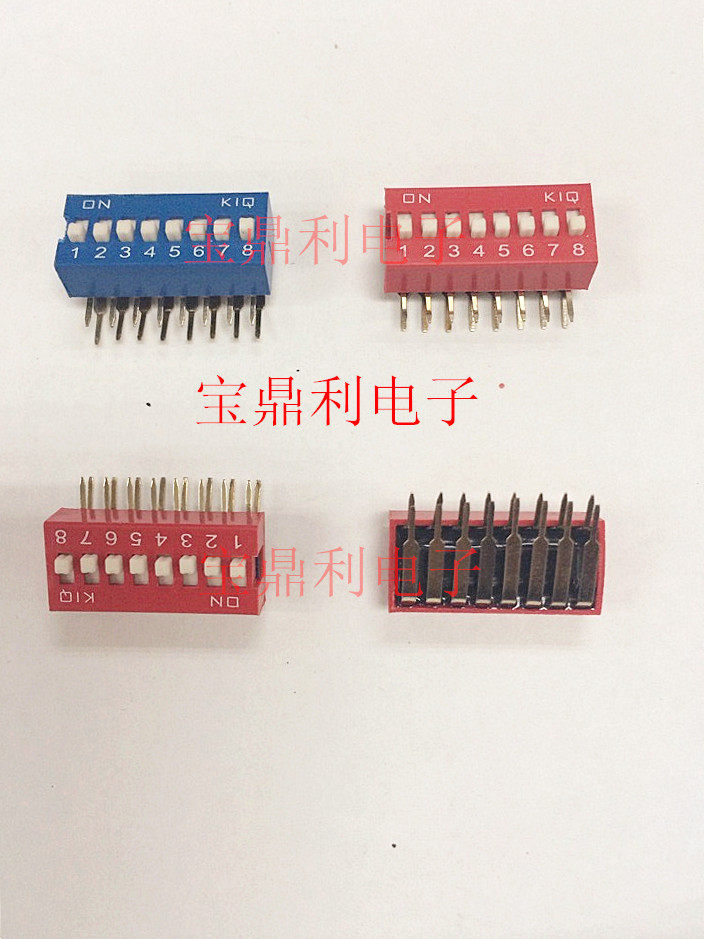 Dial code switch 8 bits bending foot KIQ card red blue 2 54mm-8P toggle switch 8 bits