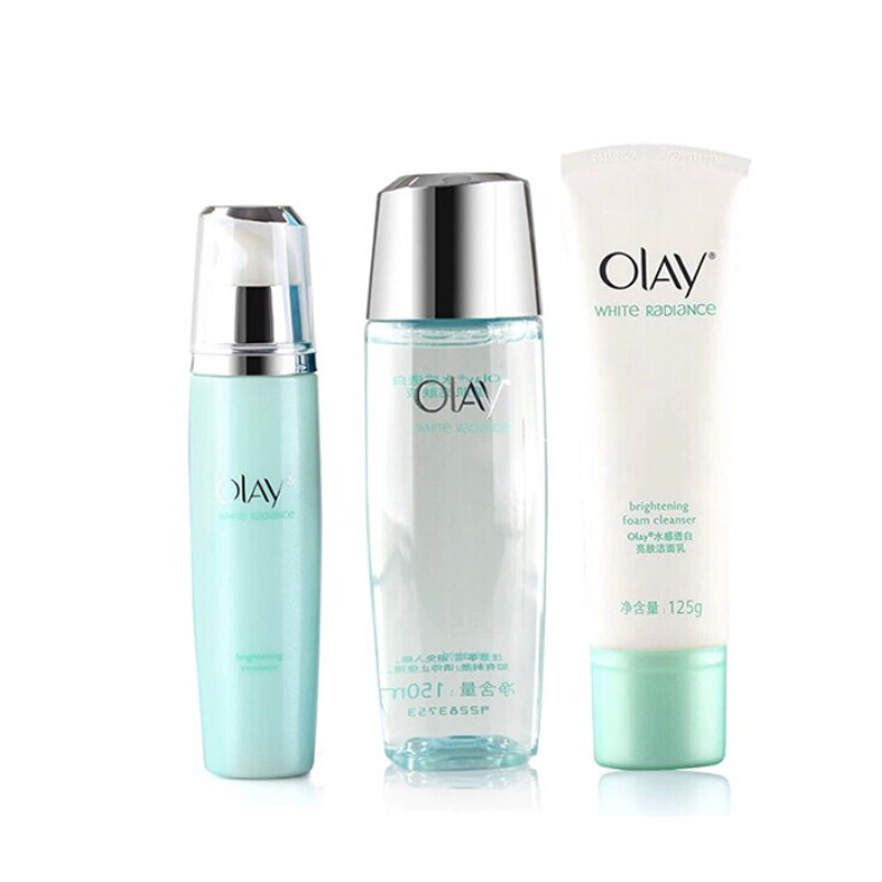 包邮 玉兰油水感透白洁面乳+莹肌亮肤液+亮肤凝乳 补水保湿润肤