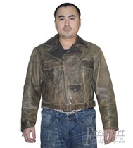 Denim version ancient with leather jacket skew zipped leather jacket rock leather jacket locomotive leather jacket