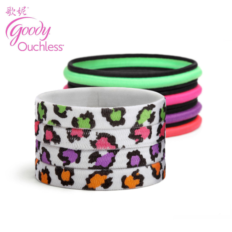 进口美国Goody歌妮发饰 女孩豹纹发圈 加粗款 发绳皮筋 14根混搭