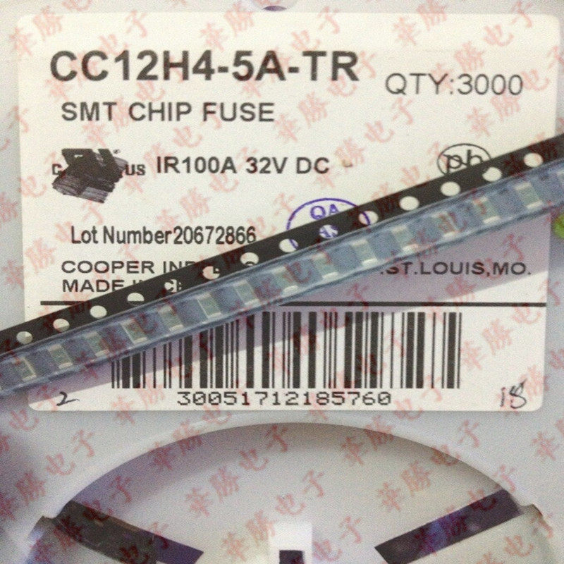 BUSSMANN CC12H4 5A-TR 1206 4 5A 32V silk screen X fuse tube can replace 4A5A