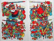 State-level intangible cultural heritage collection gift Wuqiang woodcut new year whip sword bian jian gods collection