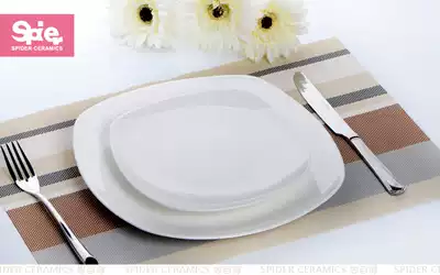 Bone China Creative Western style Western food steak plate 8 inch square flat plate kitchen utensils light dinner plate Real shot low price hot sale