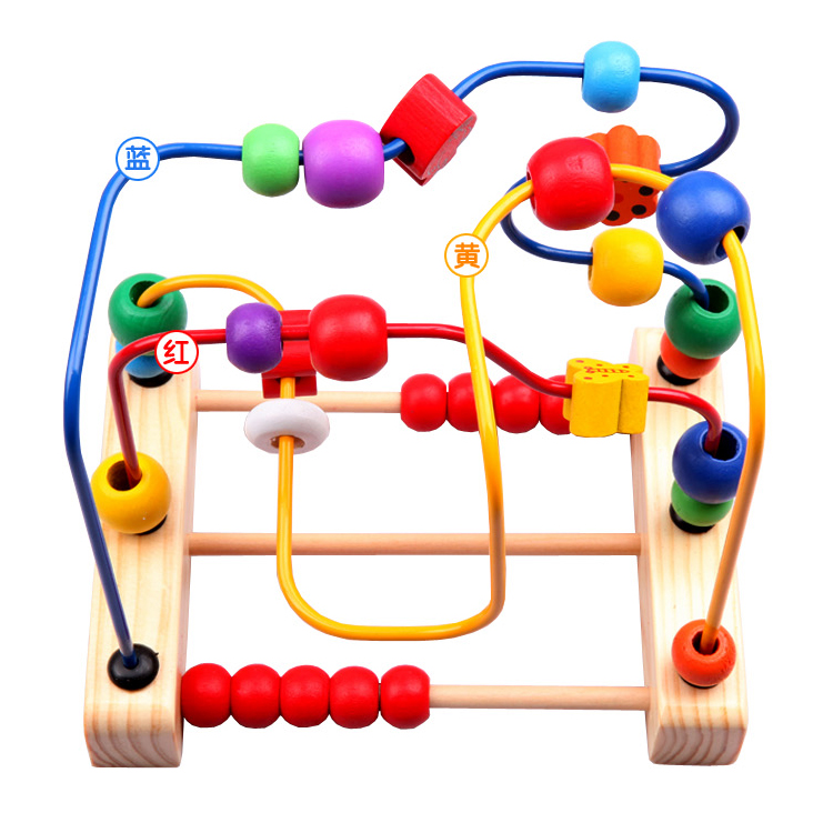 1-3-6-year-old kindergarten Children's students Wooden Quality Puzzle Force Early Education Toys Solid Wood Three-Wire Wrap Around Pearl Shelf