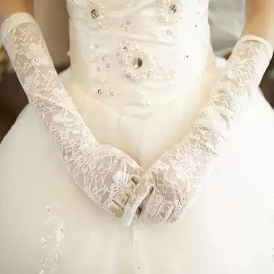 Bride Lace Gloves Thin Long Edition Black Wedding Gloves Women Wedding Dress Accessories Red Korean Finger