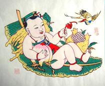 State-level intangible cultural heritage collection gift country gift Yangliuqing New Year a rich blessings to sub-