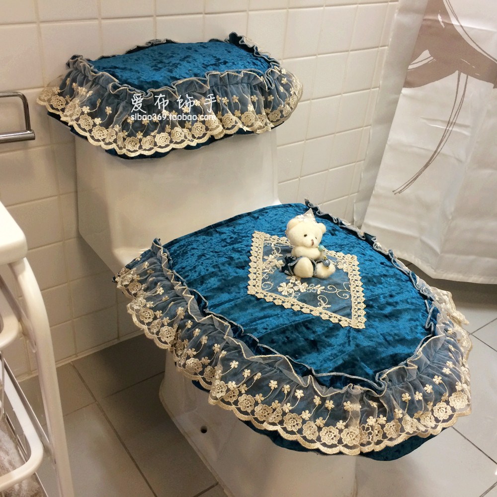 High-grade gold velvet toilet cover toilet three-piece set lace toilet cover toilet cover toilet pad toilet seat