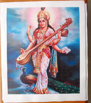 Yoga studio decorative painting Indian style large poster decorative painting frameless simulation oil painting Indian Wisdom Goddess