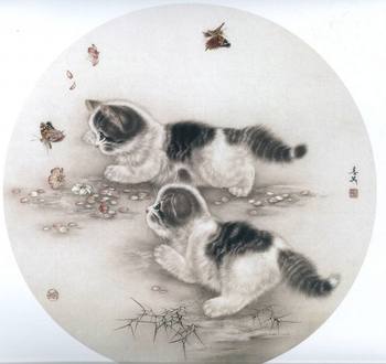 Suzhou Embroidery DIY Kit Cat Chasing Butterfly 35CM*35CM Animal Starter Kit Free Shipping on Full Orders