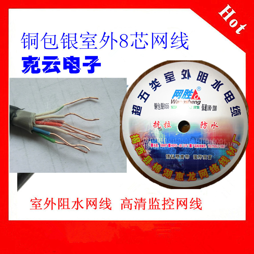 AMP outdoor water-blocking twisted pair super five network cable Copper-clad silver 0 51 core monitoring network cable 300 meters
