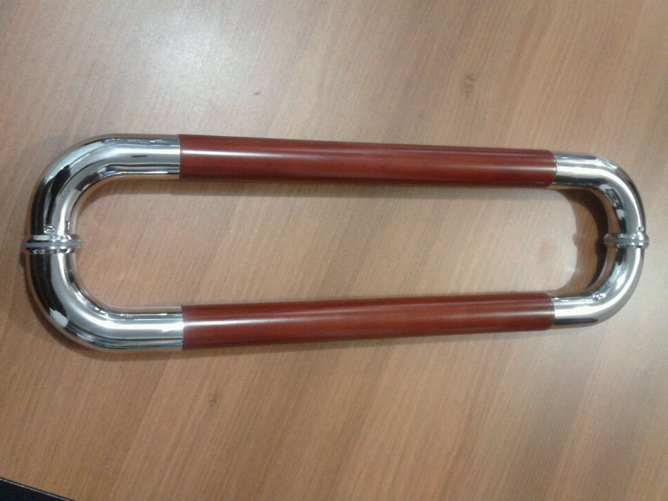 Hotel Door Face Room Stainless Steel Intermediate Solid Wood Bilateral Handle O Type Handle Hole Distance 46 46 5cm Great Grip Armrests 