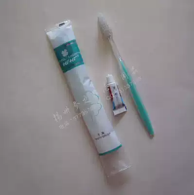 Hotel and hotel room supplies two-color transparent toothbrush toothpaste dental set two-in-one combination