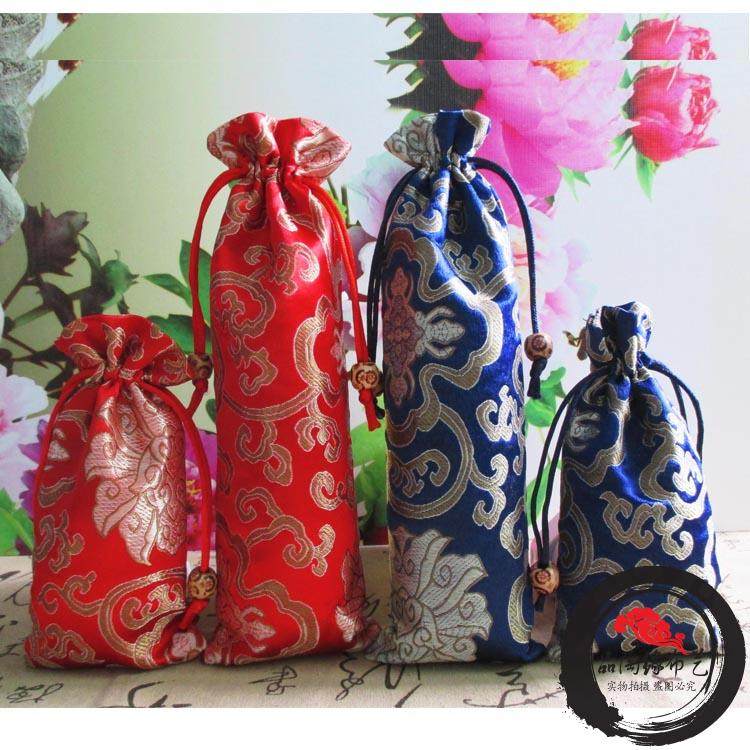 High-grade silk and satin pocket bag Buddha bead bag comb hairpin packaging jewelry bag long cloth bag four sizes