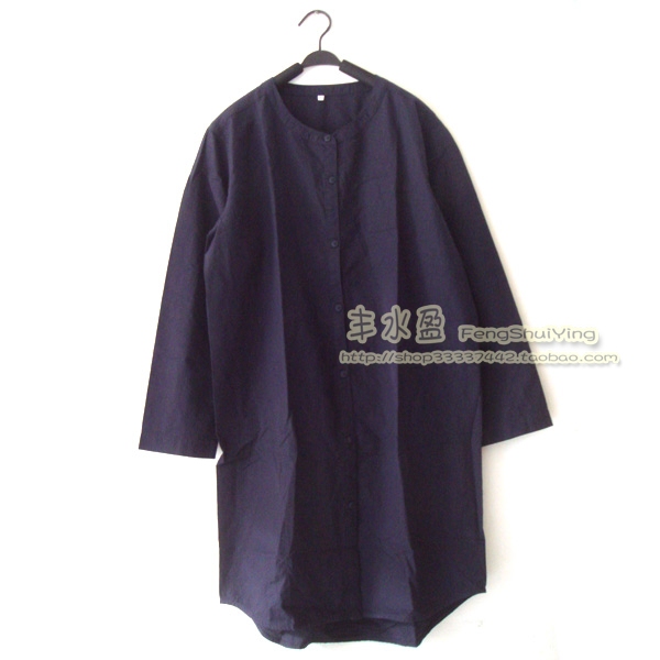 Shuang new minimalist foreign trade export Japan single pure cotton high branch cotton decorated point long sleeve dress sleeping dress full cotton female summer