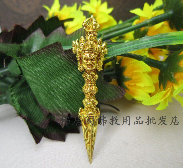 Nepal Dense Brass Instrument Pure Brass Downpestle three sides Pumba pestle King Kong Pestle Excavation pendant large