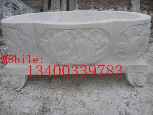 Garden ornaments Marble fish pond Stone carving fish tank Stone trough flower pot Antique stone fish tank stone basin 025