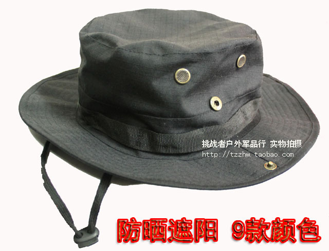Outdoor tourist fishing round cap Bennie Hat side cap shade sun sun sun sun sun sun sun sun sun sun sun sun sun sun sun sweat black multiple modes