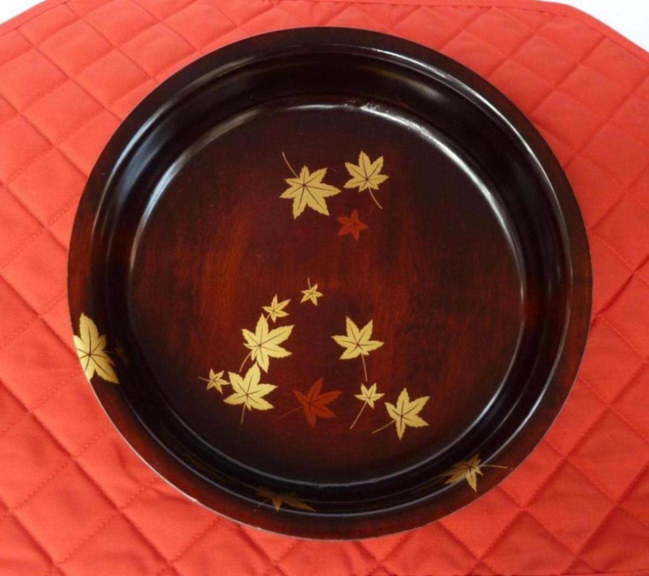 Japanese pure wood lacquerware Hand-crafted Maple Leaf Pattern Circular Lacquer Basin sugar box Cake Box Multifunction Generous and practical