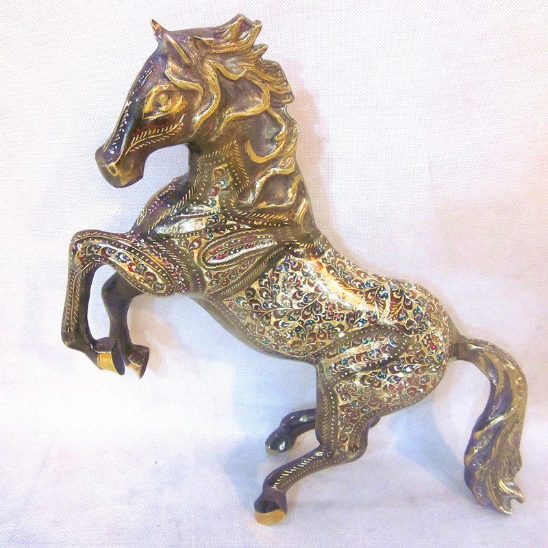 Pakistan Traditional Handicraft Bronze Sculpture Color Dot Horse to Success Merchants Direct Marketing BT132-Taobao