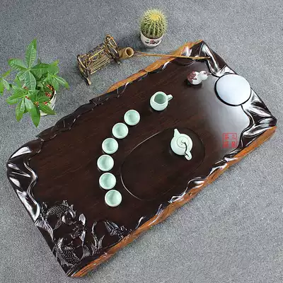 Special sale ebony tea tray whole solid wood carving kung fu tea set with water absorbent ball tea table tea tray