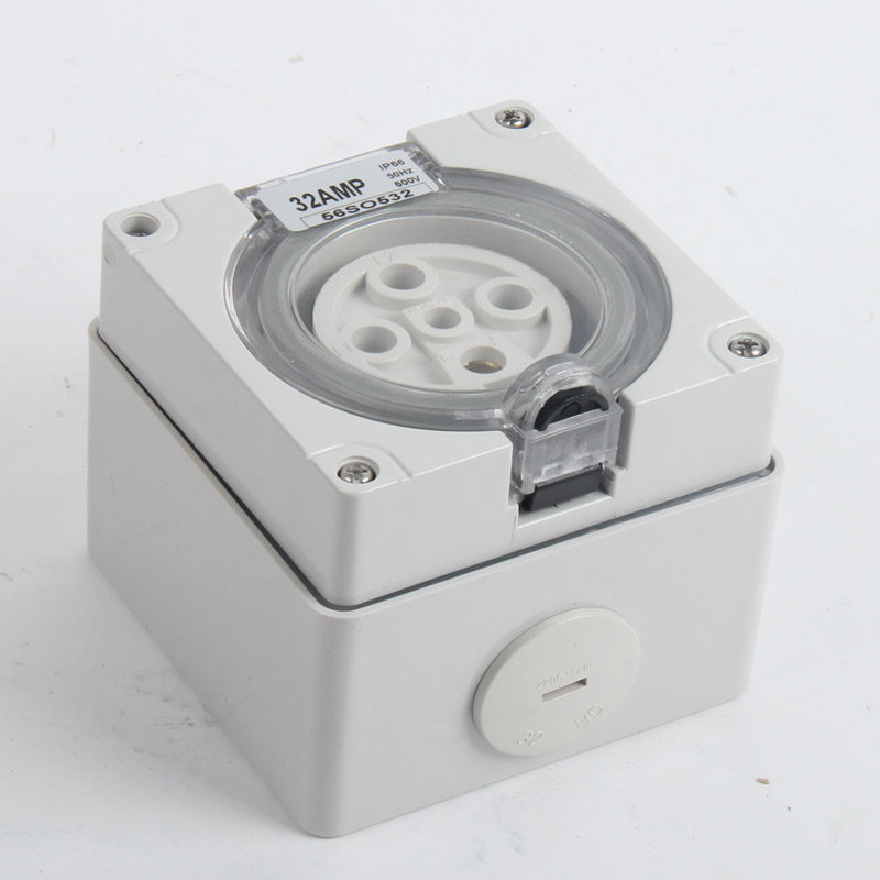 32a industrial waterproof socket three-phase power socket anti-rainstorm 56so532 installation five-hole new national standard socket