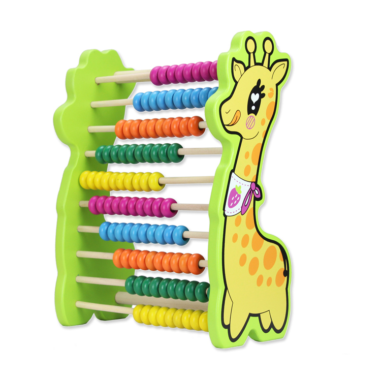 Wooden small deer counting frame giraffe counting shelf baby children early education Puzzle Pearl shelf Toys