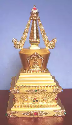 Tibetan Buddhist supplies gilt stupa Bodhi pagoda crystal stupa pagoda Manna trumpet