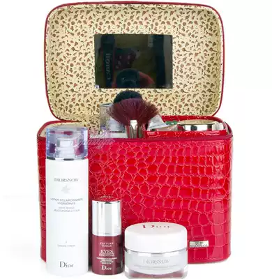 Retro cute makeup bag Korean makeup box large-capacity wooden jewelry box bag storage women's bag special offer