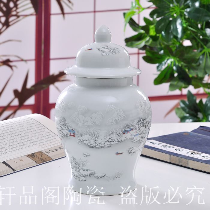 Jingdezhen Ceramic Vase Porcelain Small Vase General Jar Storage Jar Tea Leaf Jars With Lid Snow View