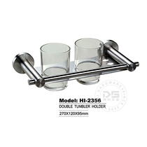 (MUNZER) Stainless Steel Wire Drawing Bathroom Toothbrush Holder Double Mouthwatering Cup double cup holder HI-2356B