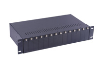 14-slot fiber optic transceiver rack (2u-14 slot dual power supply sleeve)