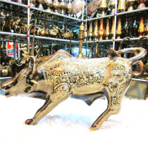 Handicrafts Direct Sales Pakistani Bronze Sculpture Animal Good Luck and Prosperity Wall Street Bull Gift Living Room Entrance Ornament