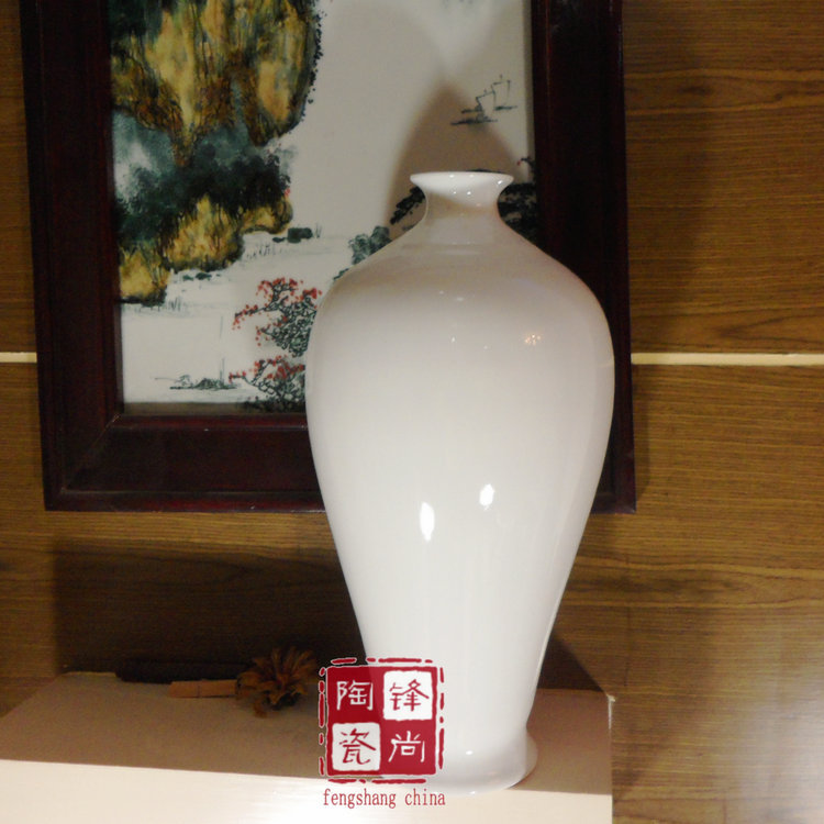 Jingdezhen Ceramic Vase, Pure White, Plain White Body, Large Size, Decorative Vase for Living Room