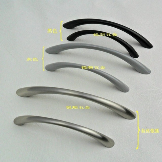 211 Curved handle Crescent handle Matt black brushed silver Dark gray Integral cabinet handle Drawer handle