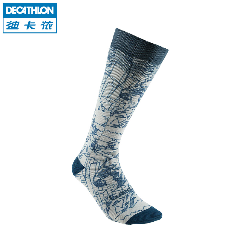 迪卡侬 成人滑雪保暖袜 毛巾衬里 高帮羊毛运动袜 户外袜 WED'ZE