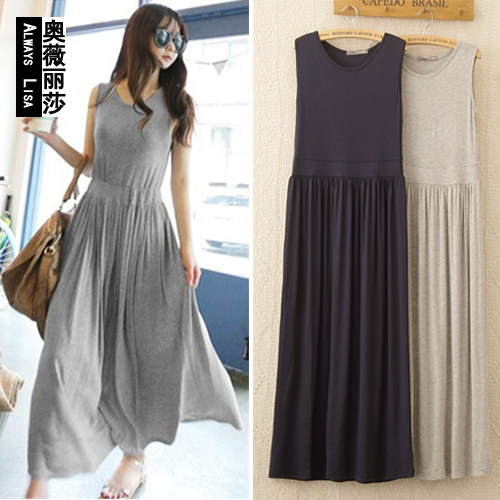 Modal foreign trade trendy slim style pleated dress