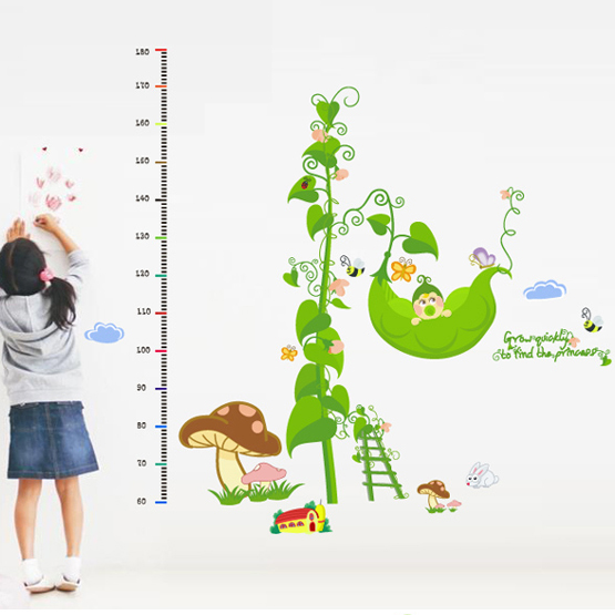 卡通身高墙贴纸 幼儿园贴画 身高贴儿童房客贴画 宝宝身高测量贴