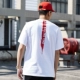 Cặp đôi FNNKA Harajuku OVERSIZE lỏng lẻo áo thun ngắn tay nam chết thương hiệu thủy triều rơi vai áo cotton cổ tròn