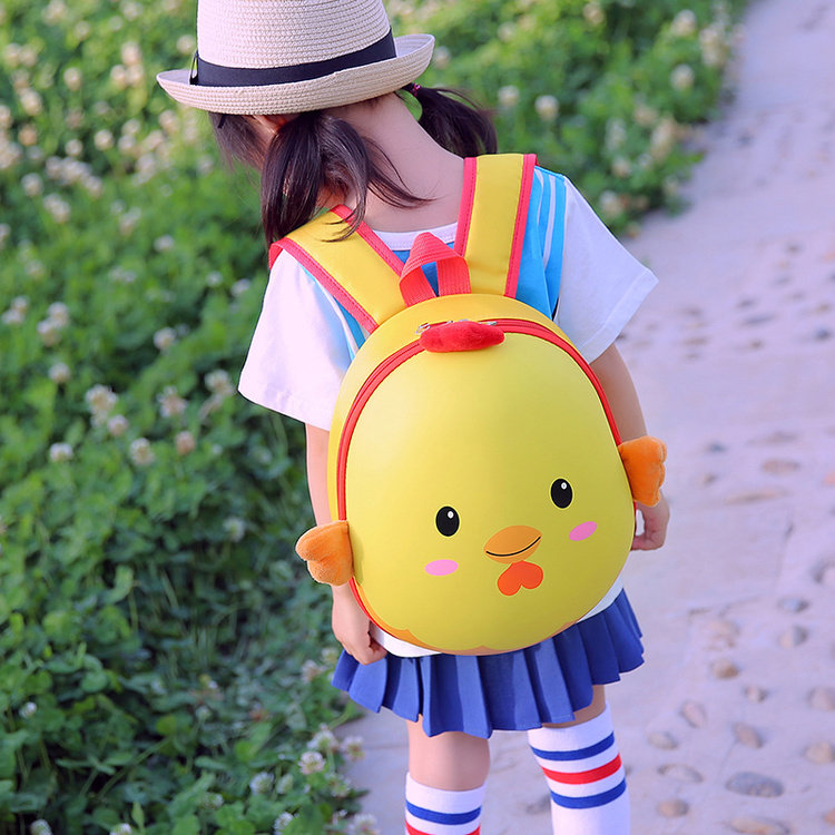 Kindergarten Boy Girl Cute Cartoon School Bag 2-5 Year Old Children School Bag Double Shoulder Egg Shell Backpack Small Hens 