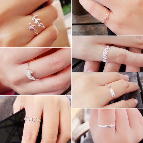 Свежее безразмерное кольцо подходит для мужчин и женщин для влюбленных, серебро 925 пробы, простой и элегантный дизайн, на указательный палец