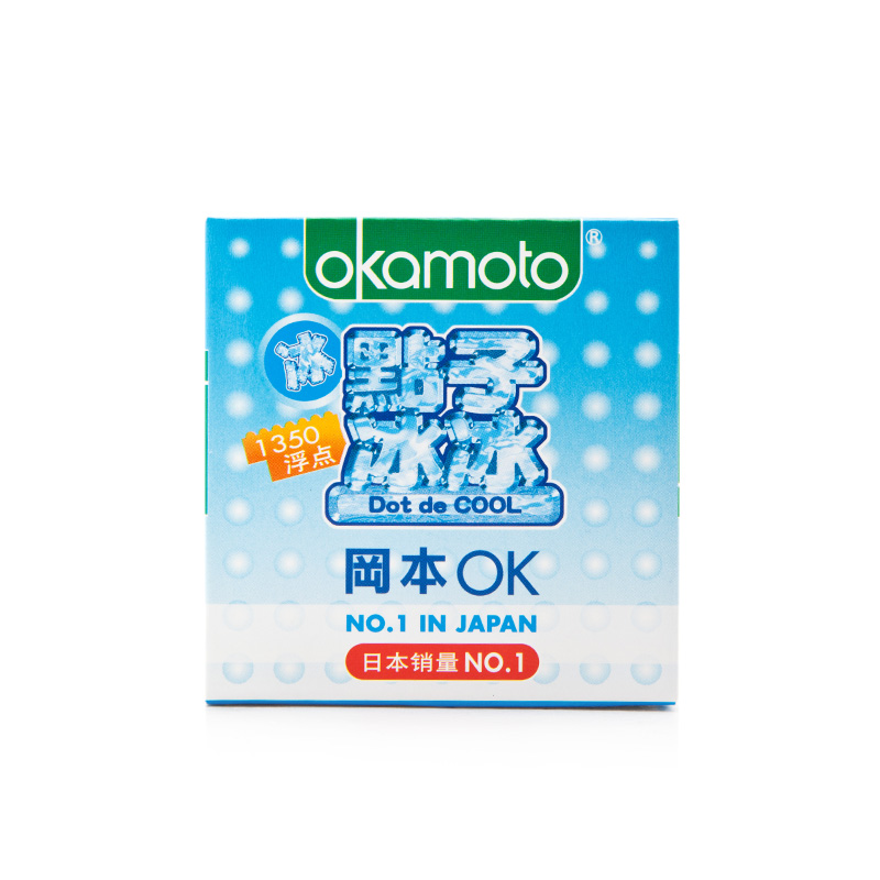 冈本OK点子冰冰避孕套3只装 薄荷凉感G点套情趣安全套js
